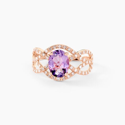 Bague Tina Or Rose Amethyste Et Diamant - Bagues solitaires Femme | Histoire d&rsquo;Or