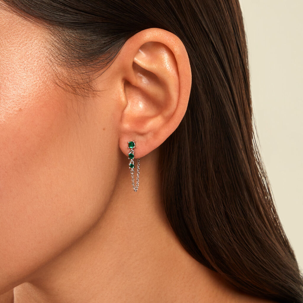 Bijoux D'Oreilles Emiko Argent Blanc Oxyde De Zirconium - Boucles d'oreilles fantaisie Femme | Histoire d&rsquo;Or