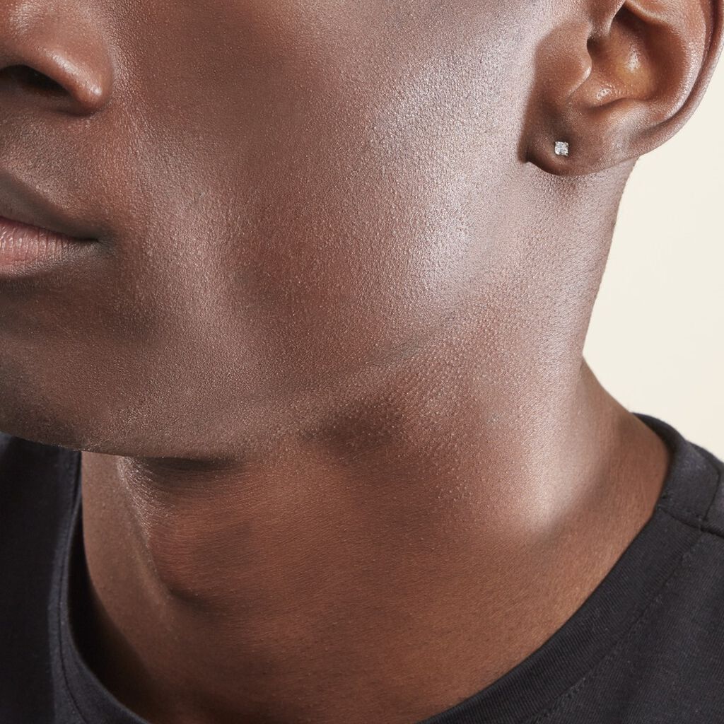 Boucles D'oreilles Puces Or Blanc Oxyde De Zirconium - Clous d'oreilles Famille | Histoire d’Or