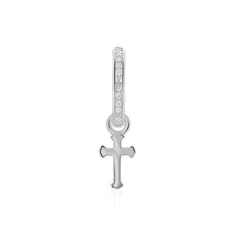 Créole Unitaire Ancelin Rondes Argent Blanc Oxyde De Zirconium - Boucles d'oreilles créoles Femme | Histoire d’Or