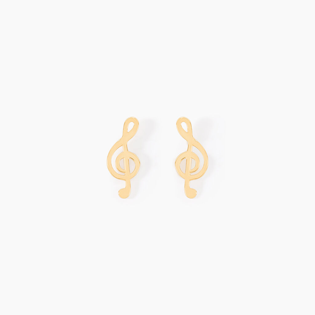 Boucles D'oreilles Puces Bayram Musique Or Jaune - Clous d'oreilles Femme | Histoire d&rsquo;Or
