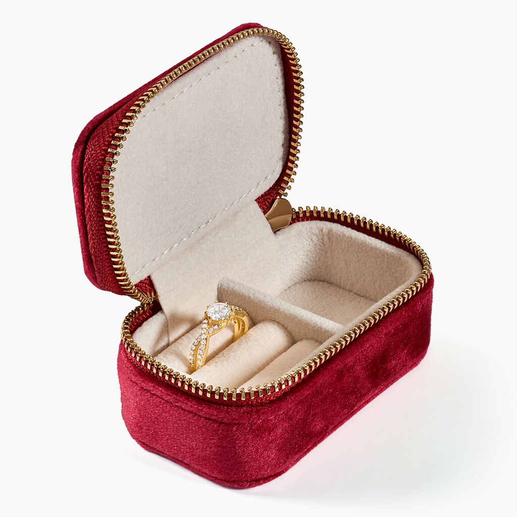 Boite &agrave; Bijou Tissu Rouge - Id&eacute;es cadeaux Famille | Histoire d&rsquo;Or