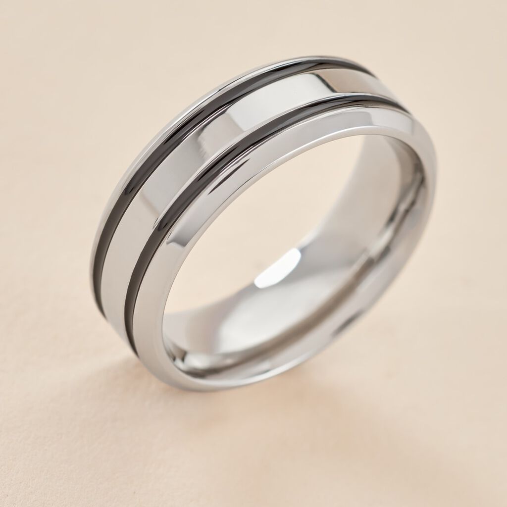 Bague Baldric Acier Blanc - Bagues fantaisie Homme | Histoire d’Or