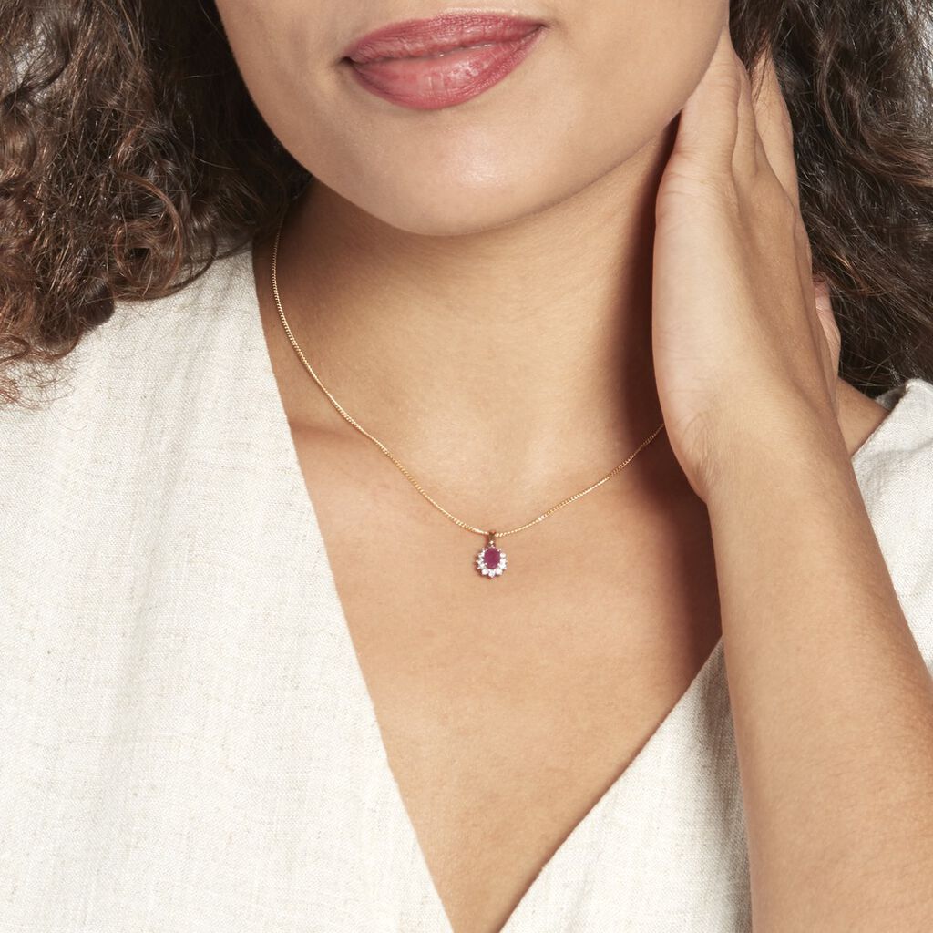 Pendentif Or Jaune Rubis Diamants - Pendentifs Femme | Histoire d’Or