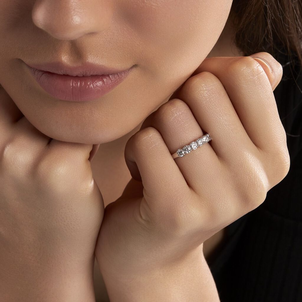 Demi-alliance Eloisa Or Blanc Diamants Synthétique - Bagues avec pierre Femme | Histoire d’Or