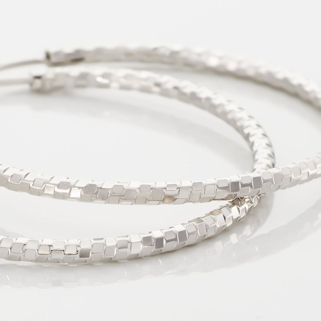 Créoles Argent Blanc Agathe - Boucles d'oreilles créoles Femme | Histoire d’Or
