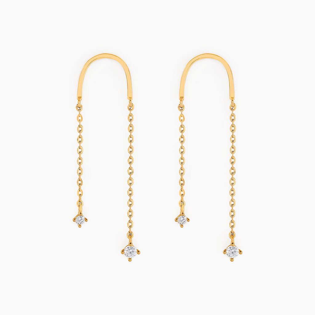 Boucles D'oreilles Pendantes Falling Star Or Jaune Oxyde De Zirconium - Boucles d'oreilles pendantes Femme | Histoire d’Or