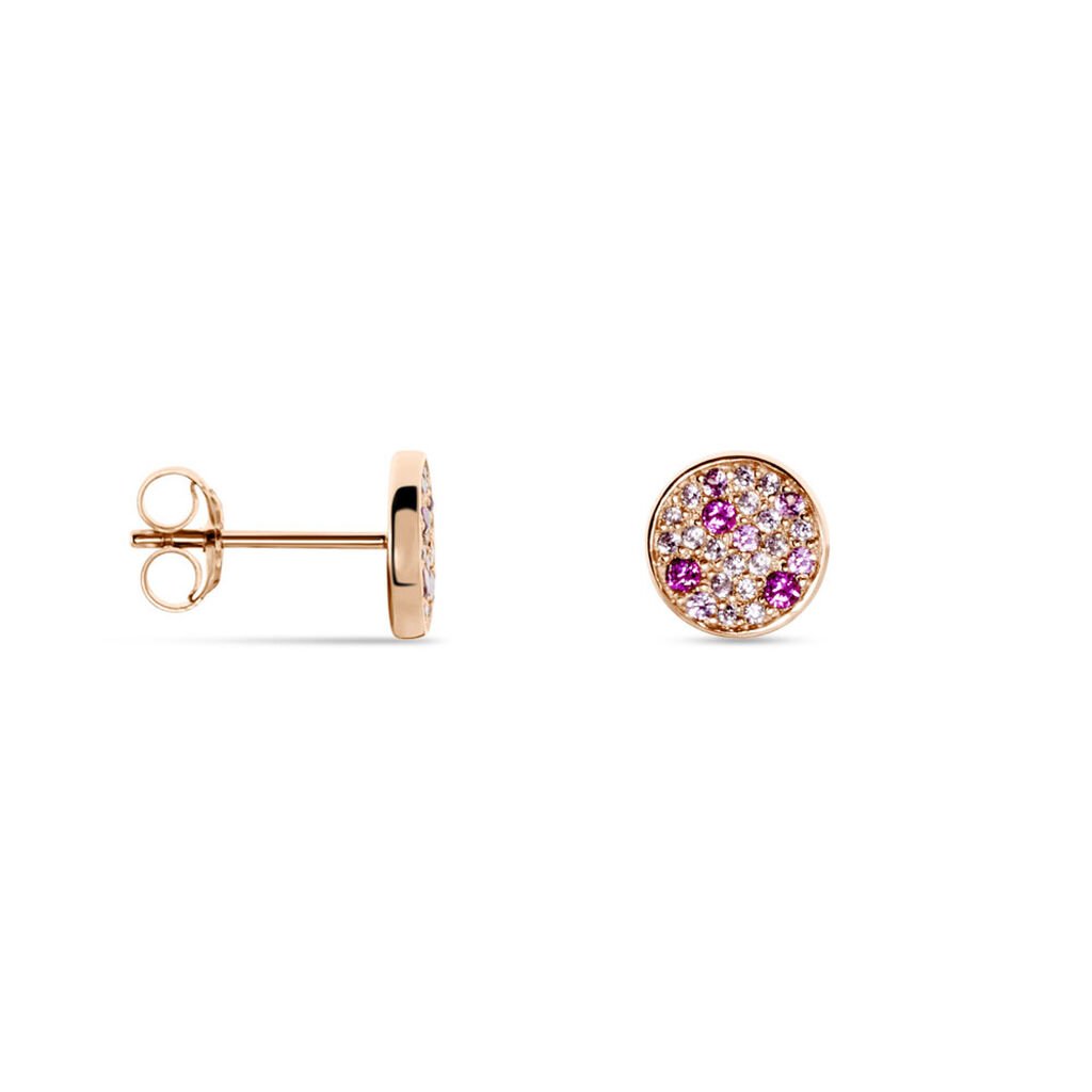 Boucles D'oreilles Puces Nelig Argent Rose Oxyde De Zirconium - Boucles d'oreilles fantaisie Femme | Histoire d’Or