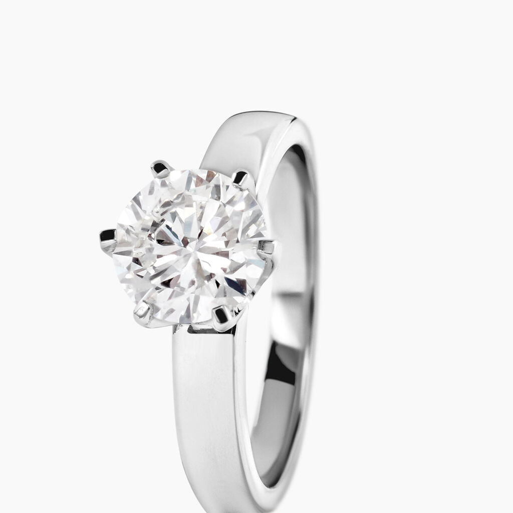 Bague Natalia Ld Platine Blanc Diamant Synth&eacute;tique - Bagues solitaires Femme | Histoire d&rsquo;Or