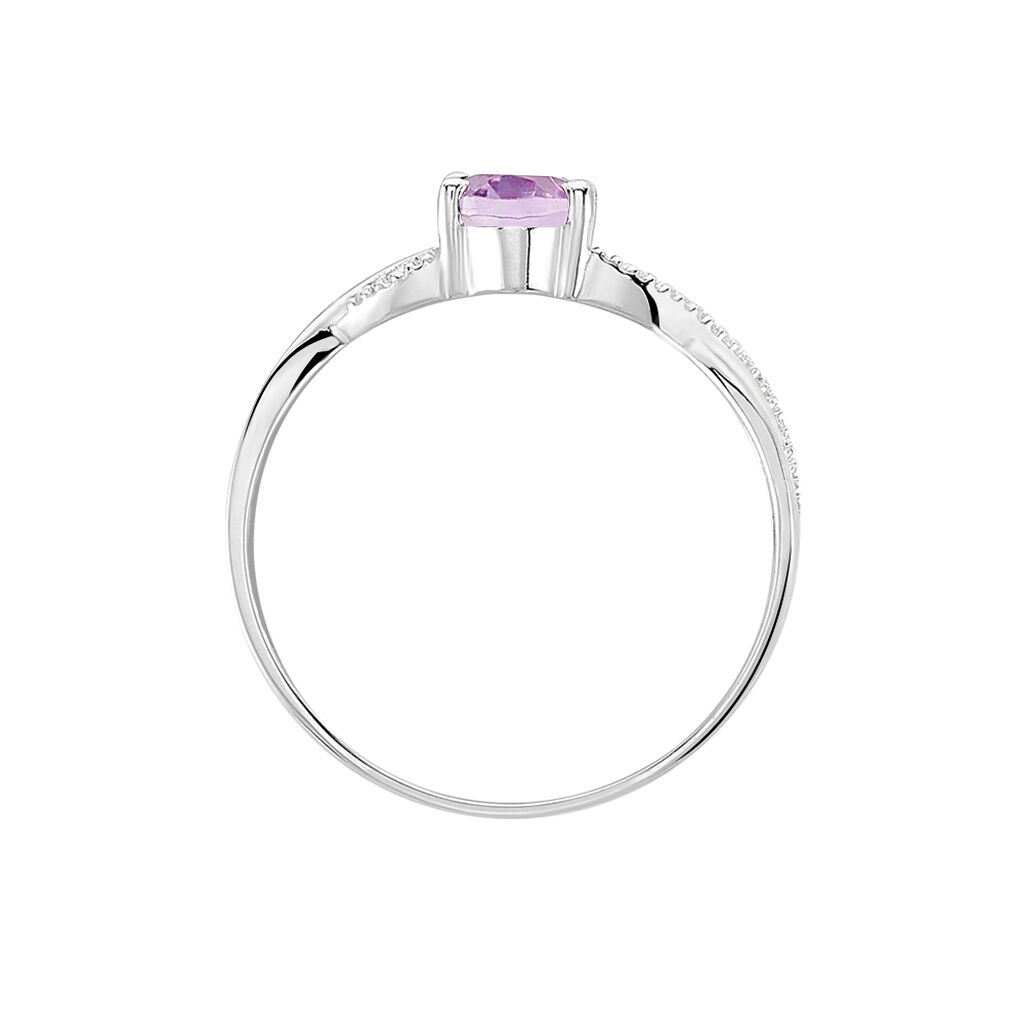 Bague Candice Or Blanc Amethyste - Bagues solitaires Femme | Histoire d’Or