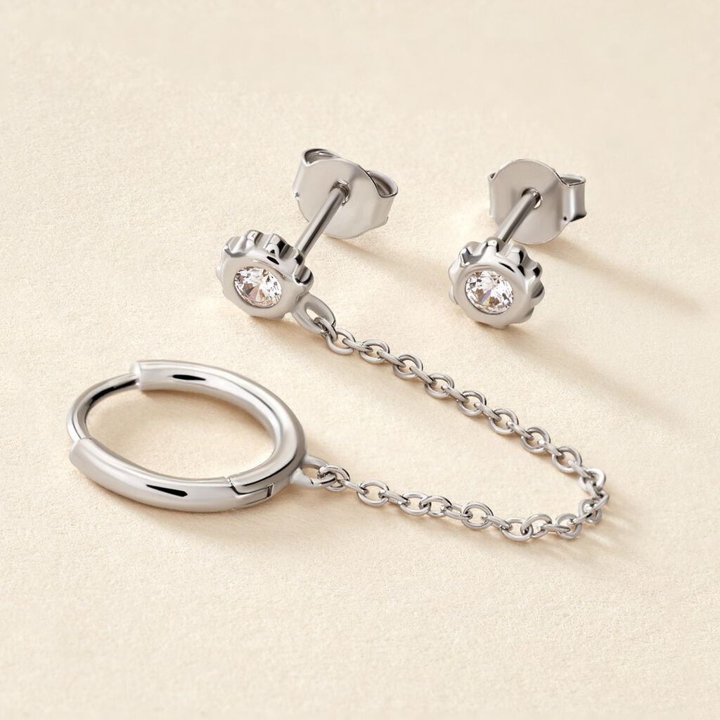 Boucles D'oreilles D&eacute;pareill&eacute;es Macha Argent Blanc Oxyde De Zirconium - Boucles d'oreilles fantaisie Femme | Histoire d&rsquo;Or