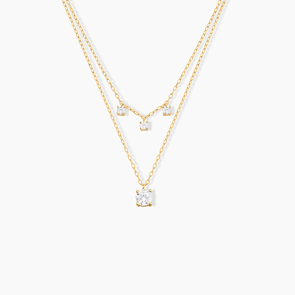 Collier Hermanni Or Jaune Oxyde De Zirconium - Colliers doubles et triples cha&icirc;nes Femme | Histoire d&rsquo;Or