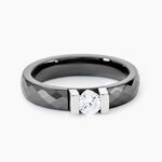 Bague Solitaire Ceramik Design Argent  Oxyde De Zirconium Et C&eacute;ramique - Bagues solitaires Femme | Histoire d&rsquo;Or