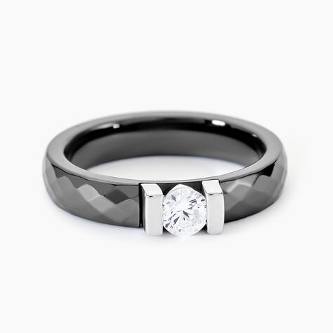 Bague Solitaire Ceramik Design Argent  Oxyde De Zirconium Et C&eacute;ramique - Bagues solitaires Femme | Histoire d&rsquo;Or