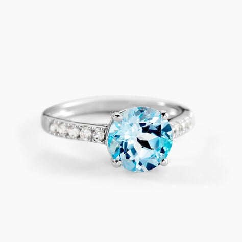 Bague Or Blanc Terese Topaze Oxydes De Zirconium - Bagues solitaires Femme | Histoire d&rsquo;Or