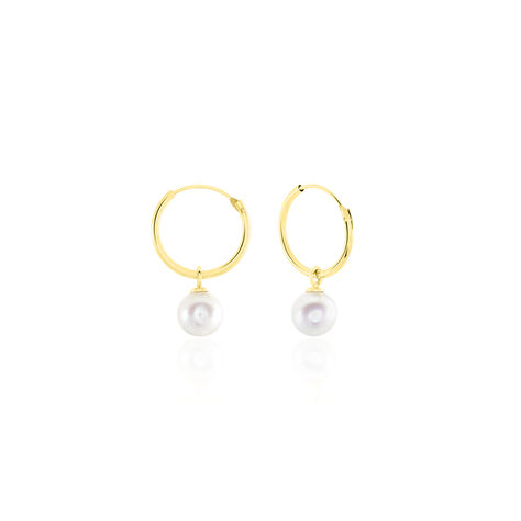 Créoles Inoussia Rondes Or Jaune Perle De Culture - Boucles d'oreilles créoles Femme | Histoire d’Or