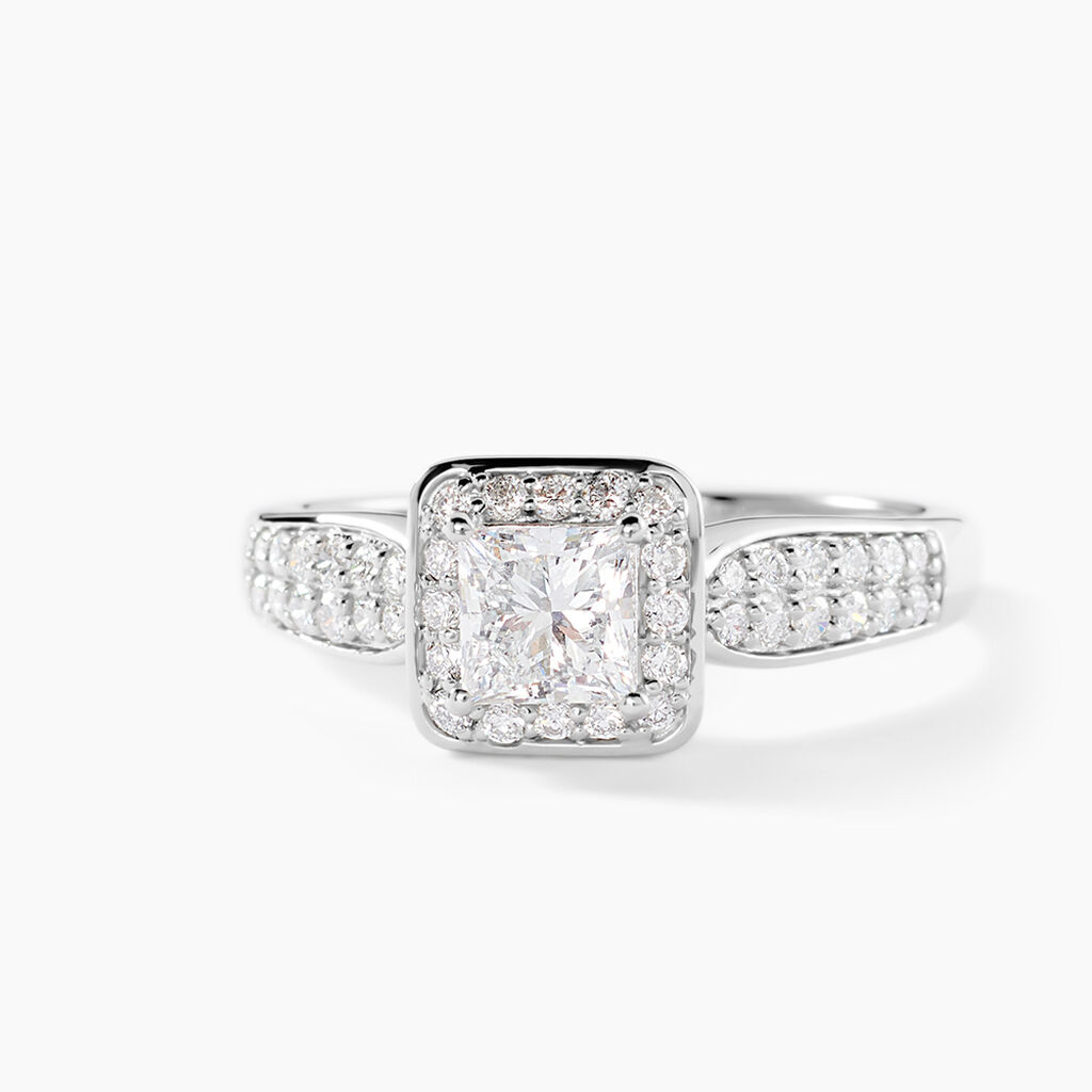 Bague Princessa Platine Blanc Diamant Synth&eacute;tique - Bagues solitaires Femme | Histoire d&rsquo;Or