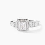 Bague Princessa Platine Blanc Diamant Synth&eacute;tique - Bagues solitaires Femme | Histoire d&rsquo;Or