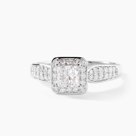 Bague Princessa Platine Blanc Diamant Synth&eacute;tique - Bagues solitaires Femme | Histoire d&rsquo;Or