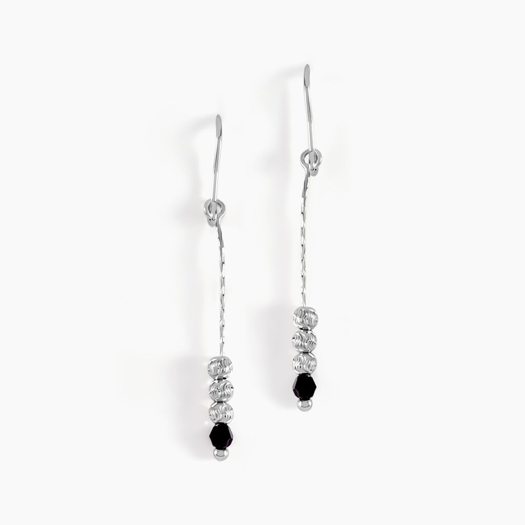 Boucles D'oreilles Pendantes Cyprielle Argent Blanc Pierre De Synthese - Boucles d'oreilles fantaisie Femme | Histoire d’Or