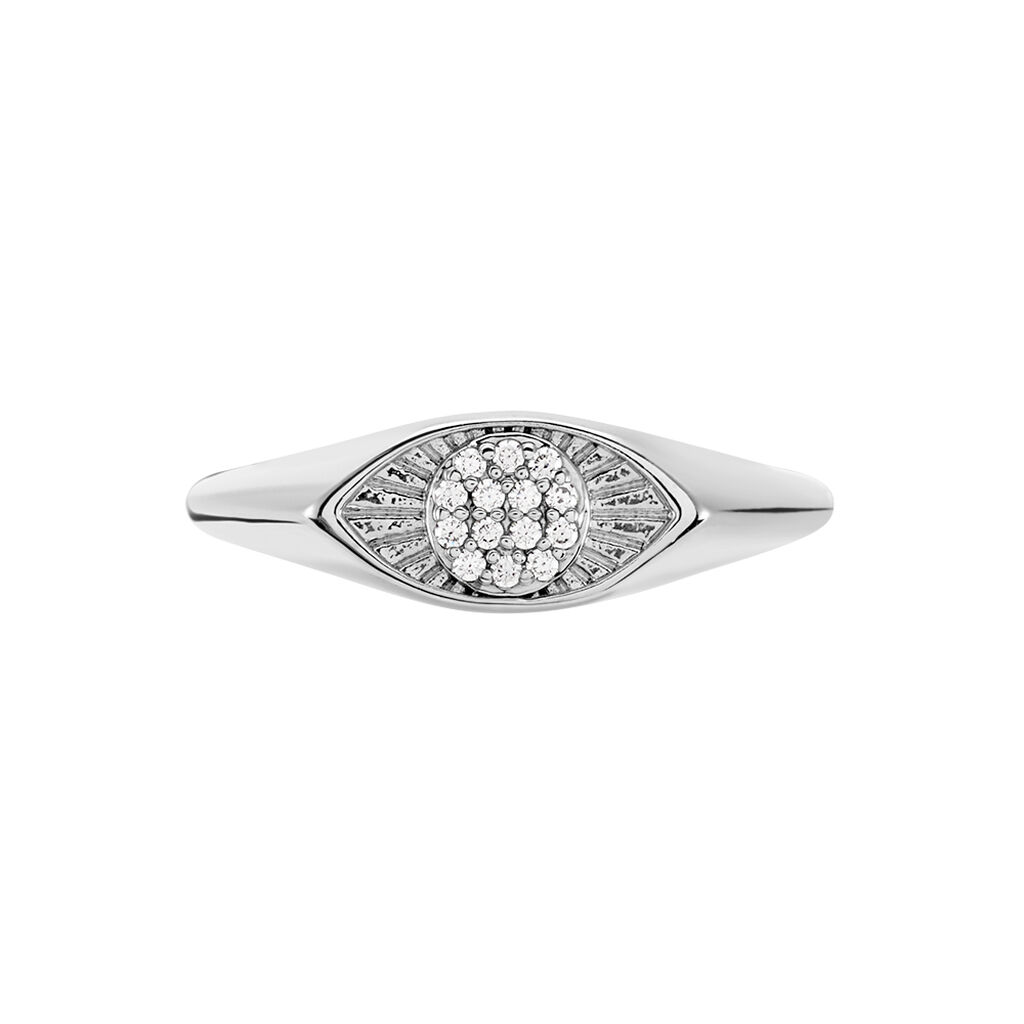 Chevalière Evalyn Argent Blanc Oxyde De Zirconium - Chevalières Femme | Histoire d’Or