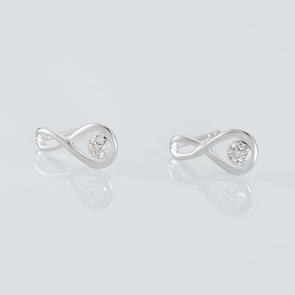 Boucles D'oreilles Puces Shaeen Or Blanc Diamant - Clous d'oreilles Femme | Histoire d&rsquo;Or