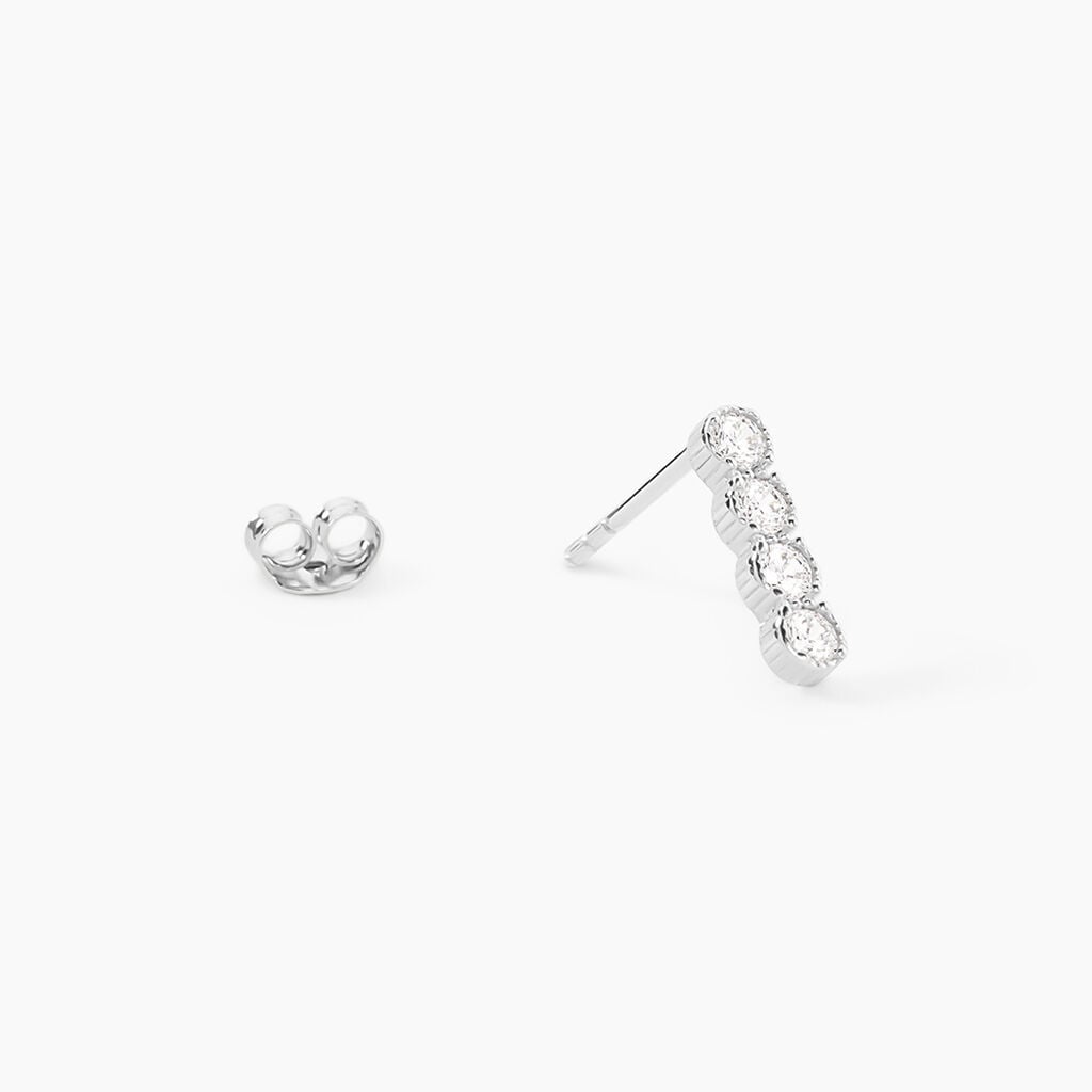 Boucles D'Oreilles Puces Evdokia Argent Blanc Oxyde De Zirconium - Boucles d'oreilles fantaisie Femme | Histoire d&rsquo;Or
