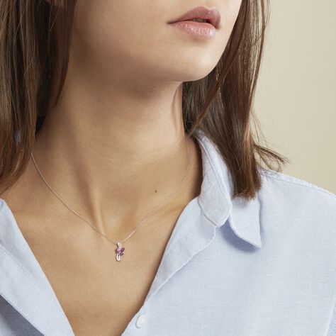 Collier Angie Or Blanc Diamant Et Rubis - Colliers Femme | Histoire d’Or