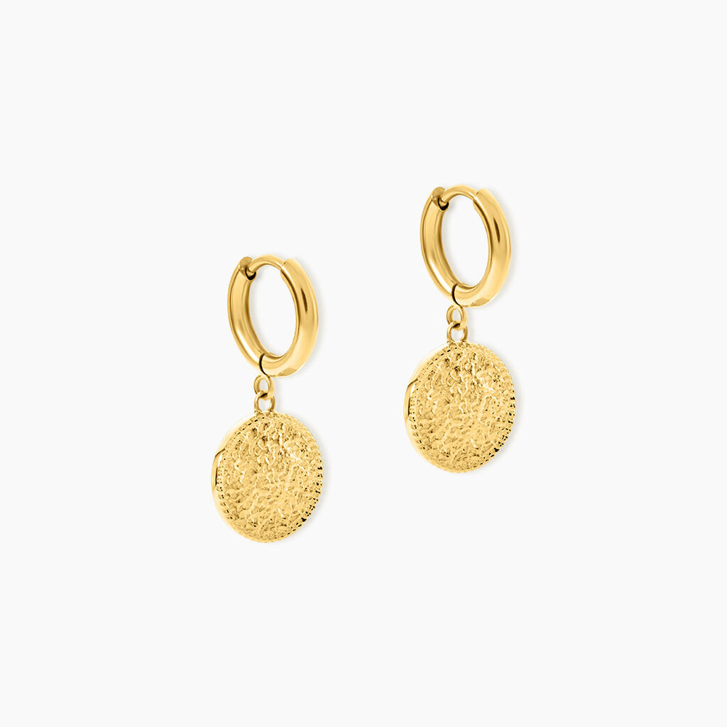 Cr&eacute;oles Hassana Acier Jaune - Boucles d'oreilles cr&eacute;oles Femme | Histoire d&rsquo;Or