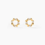 Boucles D'oreilles Puces Reed Or Jaune Oxyde De Zirconium - Clous d'oreilles Femme | Histoire d&rsquo;Or