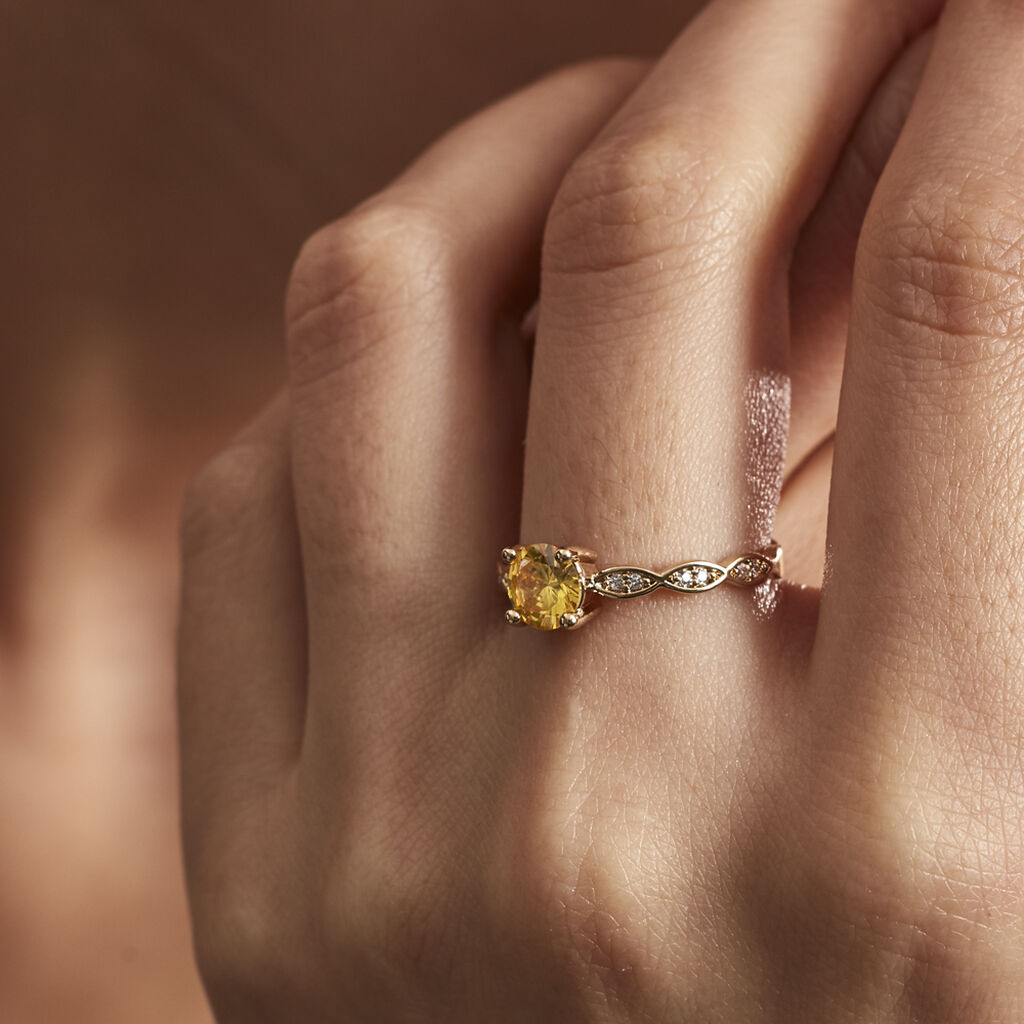 Bague Kurt Plaqué Or Jaune Oxyde De Zirconium - Bagues solitaires Femme | Histoire d’Or
