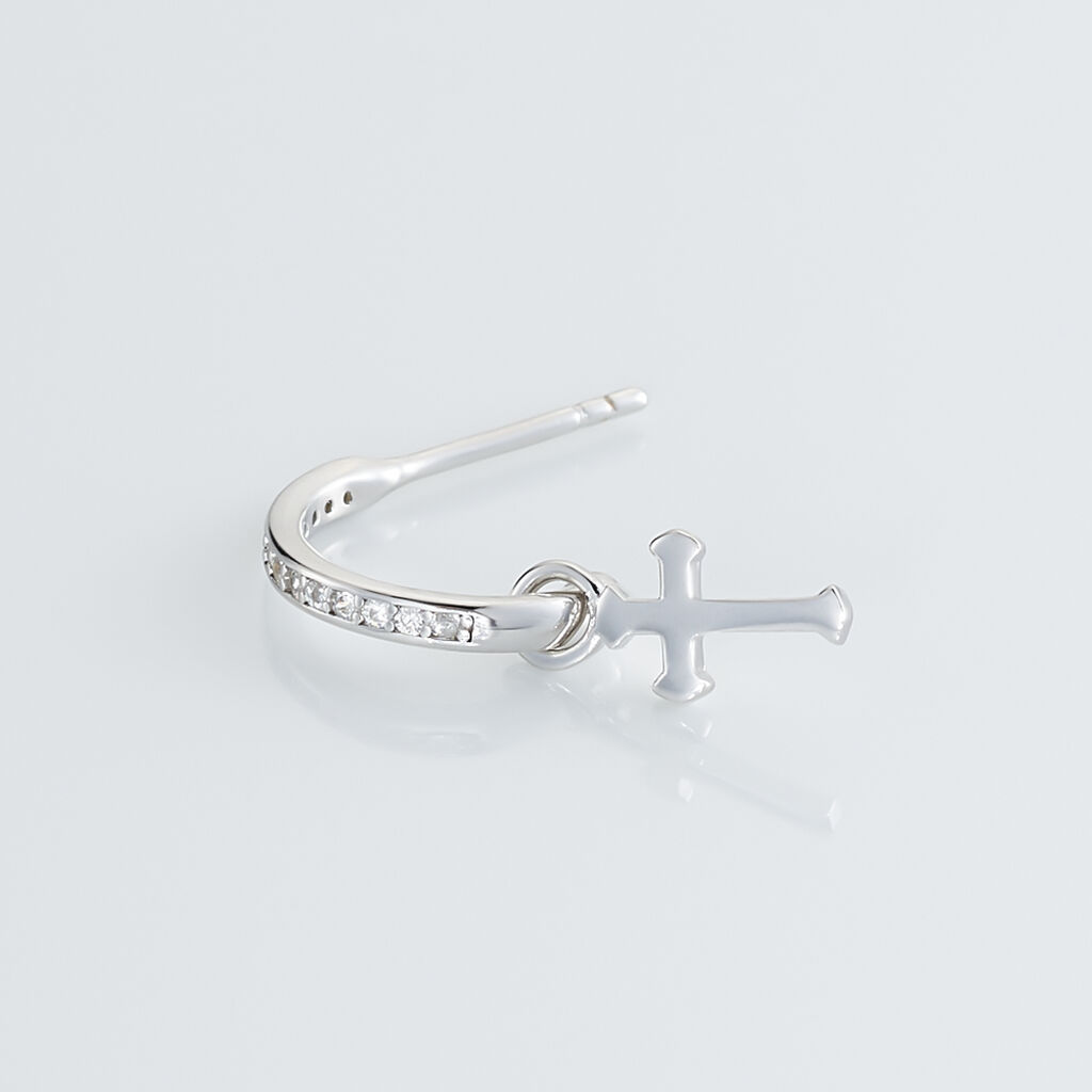 Cr&eacute;ole Unitaire Ancelin Rondes Argent Blanc Oxyde De Zirconium - Piercings d'oreilles Femme | Histoire d&rsquo;Or