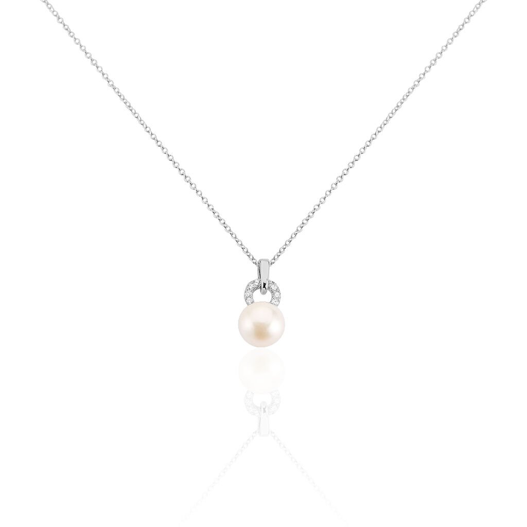 collier lilio argent blanc perle de culture et oxyde de zirconium