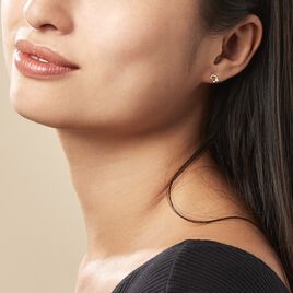 Boucles D'oreilles Puces Anne-maudae Double Coeurs Or Bicolore - Clous d'oreilles Femme | Histoire d’Or