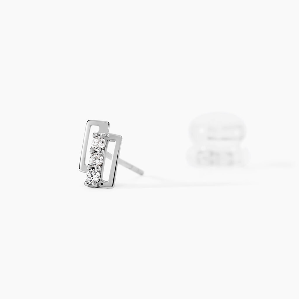 Boucles D'oreilles Puces Youssa Barrettes Or Blanc Oxyde De Zirconium - Clous d'oreilles Femme | Histoire d&rsquo;Or