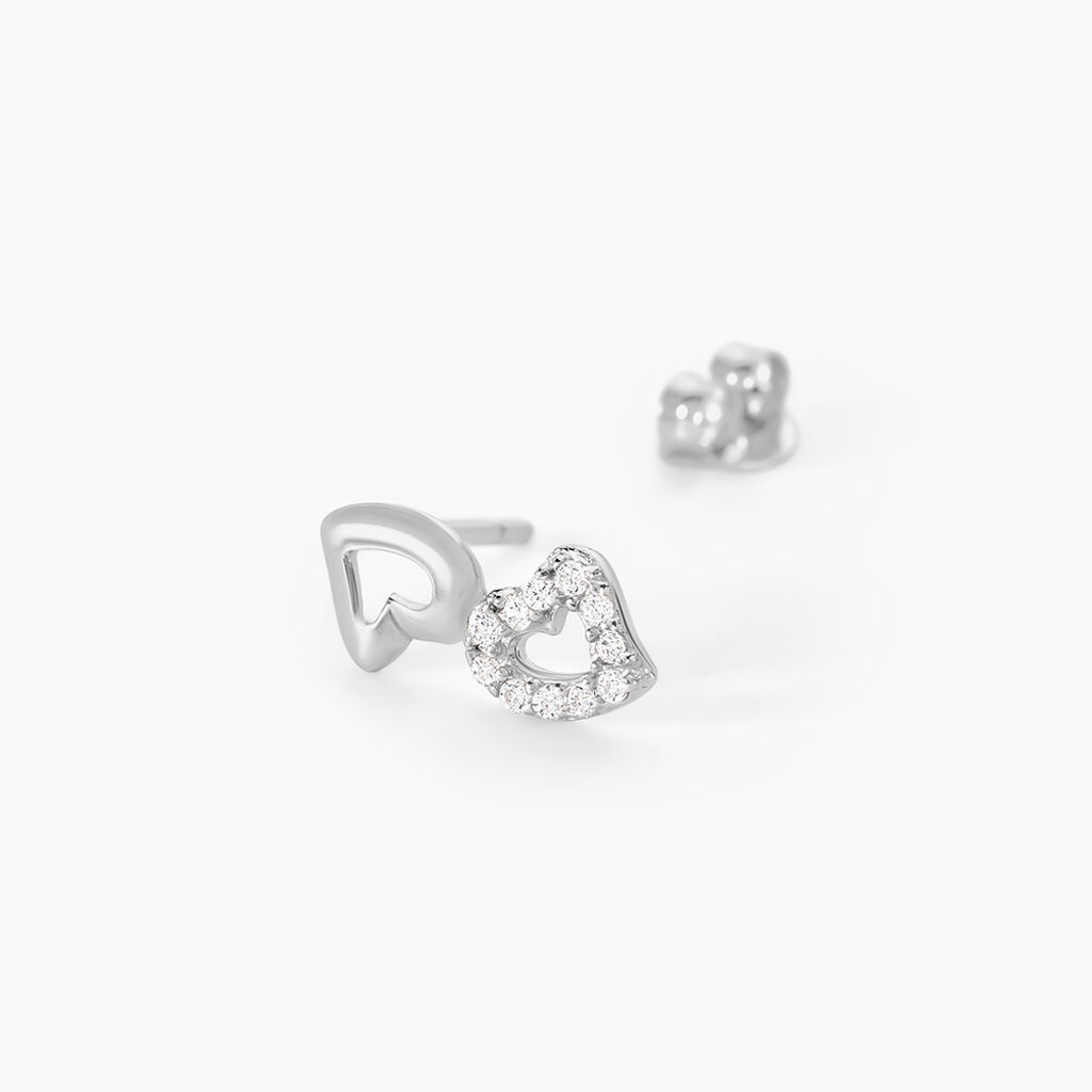 Boucles D'oreilles Puces Nonna Argent Blanc Oxyde De Zirconium - Boucles d'oreilles fantaisie Femme | Histoire d&rsquo;Or