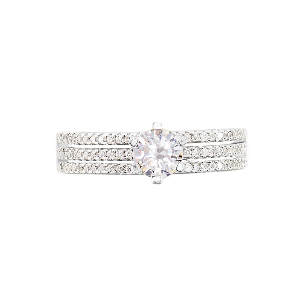 Bague Solitaire Ellora Argent Blanc Oxyde De Zirconium - Bagues solitaires Femme | Histoire d’Or