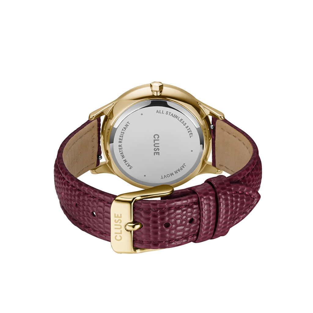 Montre Cluse Minuit Multifonction Cerise - Montres Femme | Histoire d&rsquo;Or