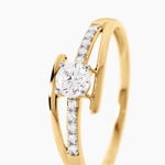 Bague Daegan Argent Dor&eacute; A L'Or 750/1000 Oxyde De Zirconium - Bagues solitaires Femme | Histoire d&rsquo;Or