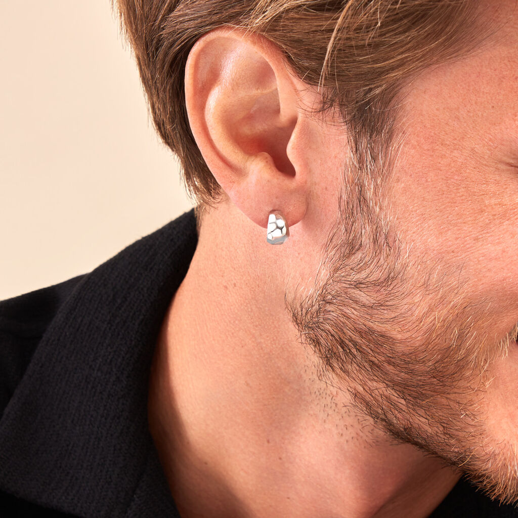 Créoles Two Argent Blanc - Boucles d'oreilles créoles Femme | Histoire d’Or