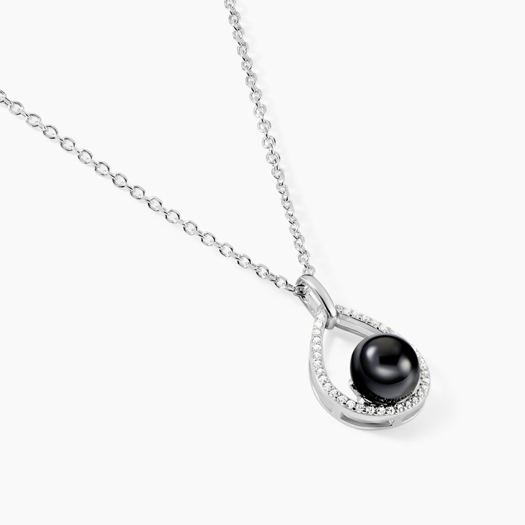 Collier Nerea Argent Blanc C&eacute;ramique Et Oxyde De Zirconium - Colliers fantaisie Femme | Histoire d&rsquo;Or