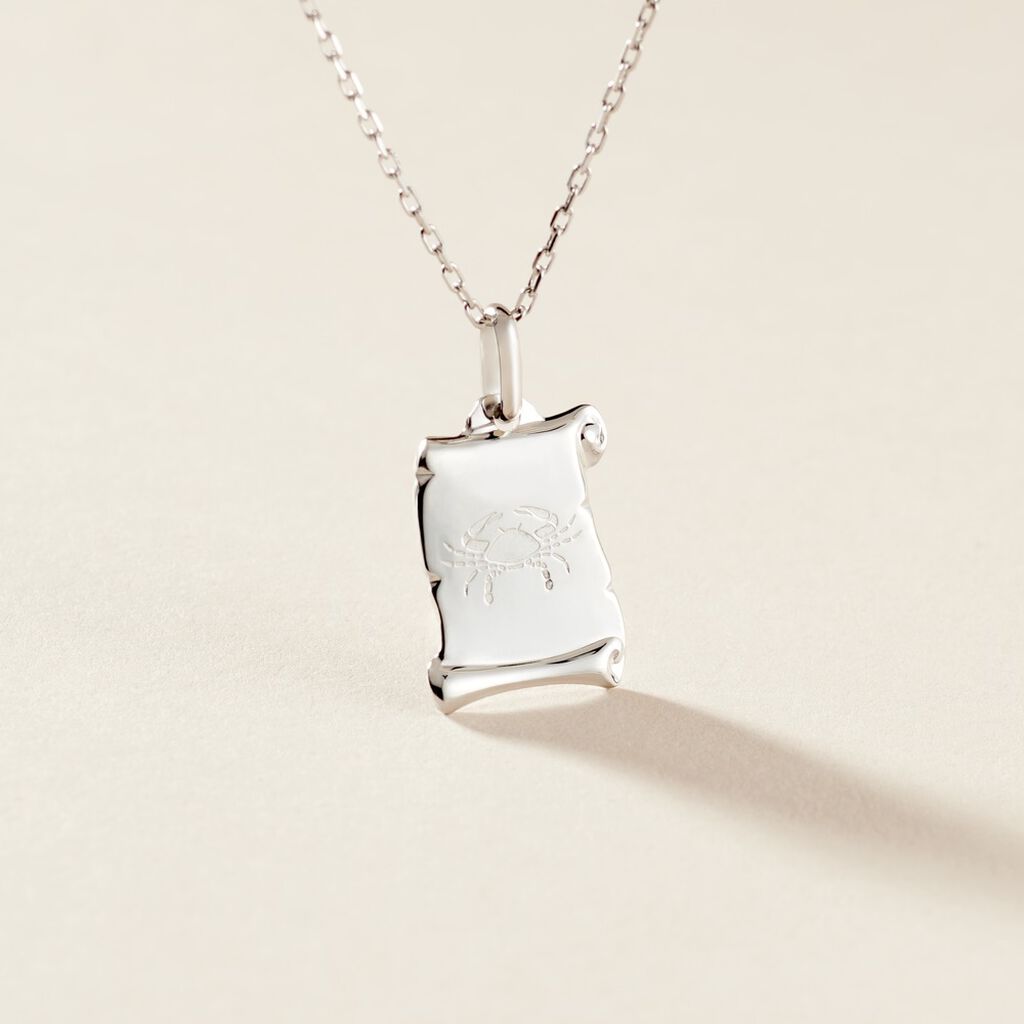 Pendentif Zodiaque Parchemin Argent Blanc - Pendentifs Zodiaque Famille | Histoire d’Or