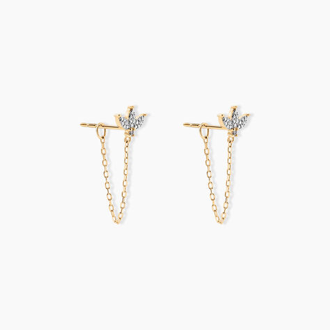 Boucles D'oreilles Pendantes Gianpaolo Or Jaune Diamant - Boucles d'oreilles pendantes Femme | Histoire d’Or