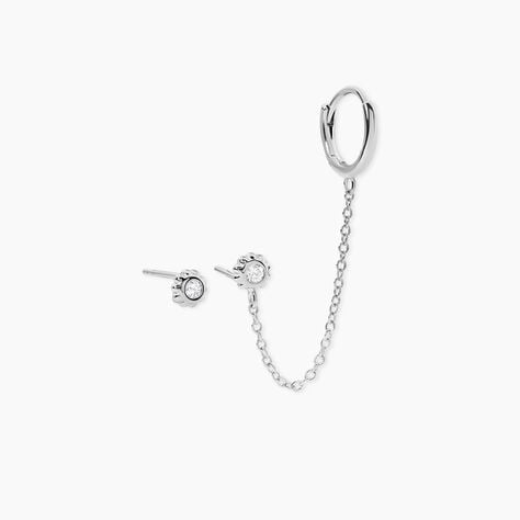 Boucles D'oreilles D&eacute;pareill&eacute;es Macha Argent Blanc Oxyde De Zirconium - Boucles d'oreilles fantaisie Femme | Histoire d&rsquo;Or