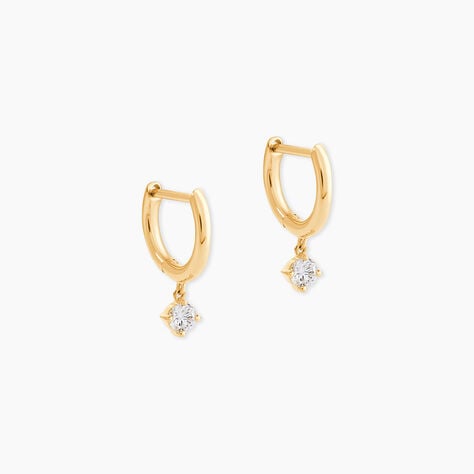 Cr&eacute;oles Claud Or Jaune Diamant Synth&eacute;tique - Boucles d'oreilles empierr&eacute;es Femme | Histoire d&rsquo;Or