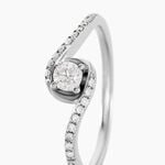 Bague Vrille Accompagnee Or Blanc Diamant - Bagues solitaires Femme | Histoire d&rsquo;Or