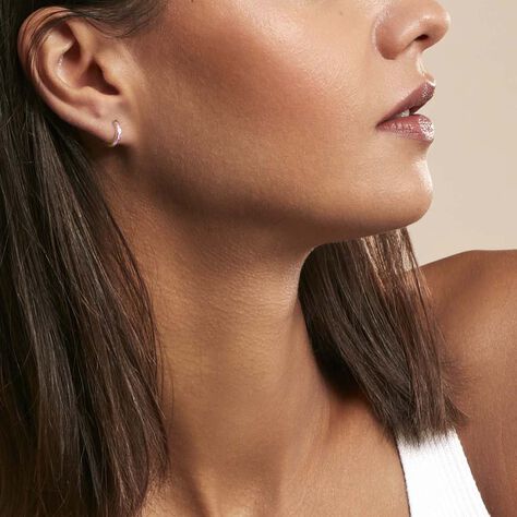 Créoles Rio Saara Argent Rose Oxyde De Zirconium - Boucles d'oreilles créoles Femme | Histoire d’Or