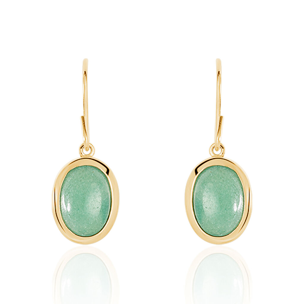 Boucles D'oreilles Pendantes Veina Plaqué Or Jaune Aventurine - Boucles d'oreilles fantaisie Femme | Histoire d’Or