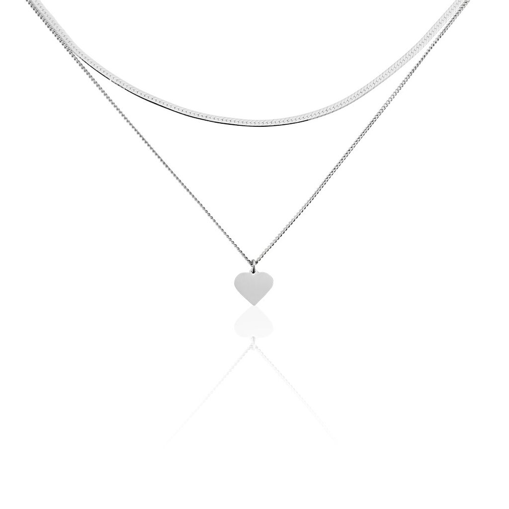 Collier Argent Blanc Sapphira - Colliers Coeur Femme | Histoire d’Or
