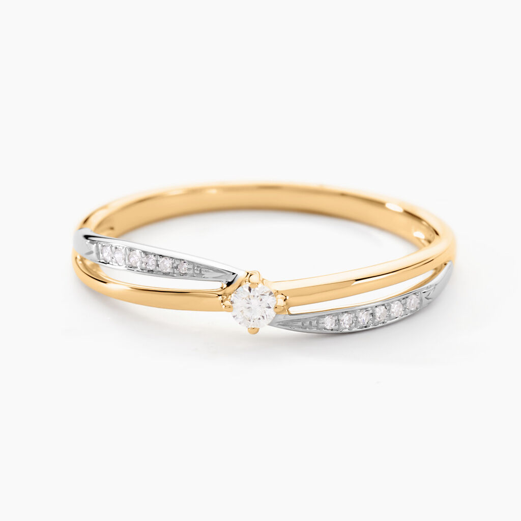 Bague Selene Or Bicolore Diamant - Bagues solitaires Femme | Histoire d’Or